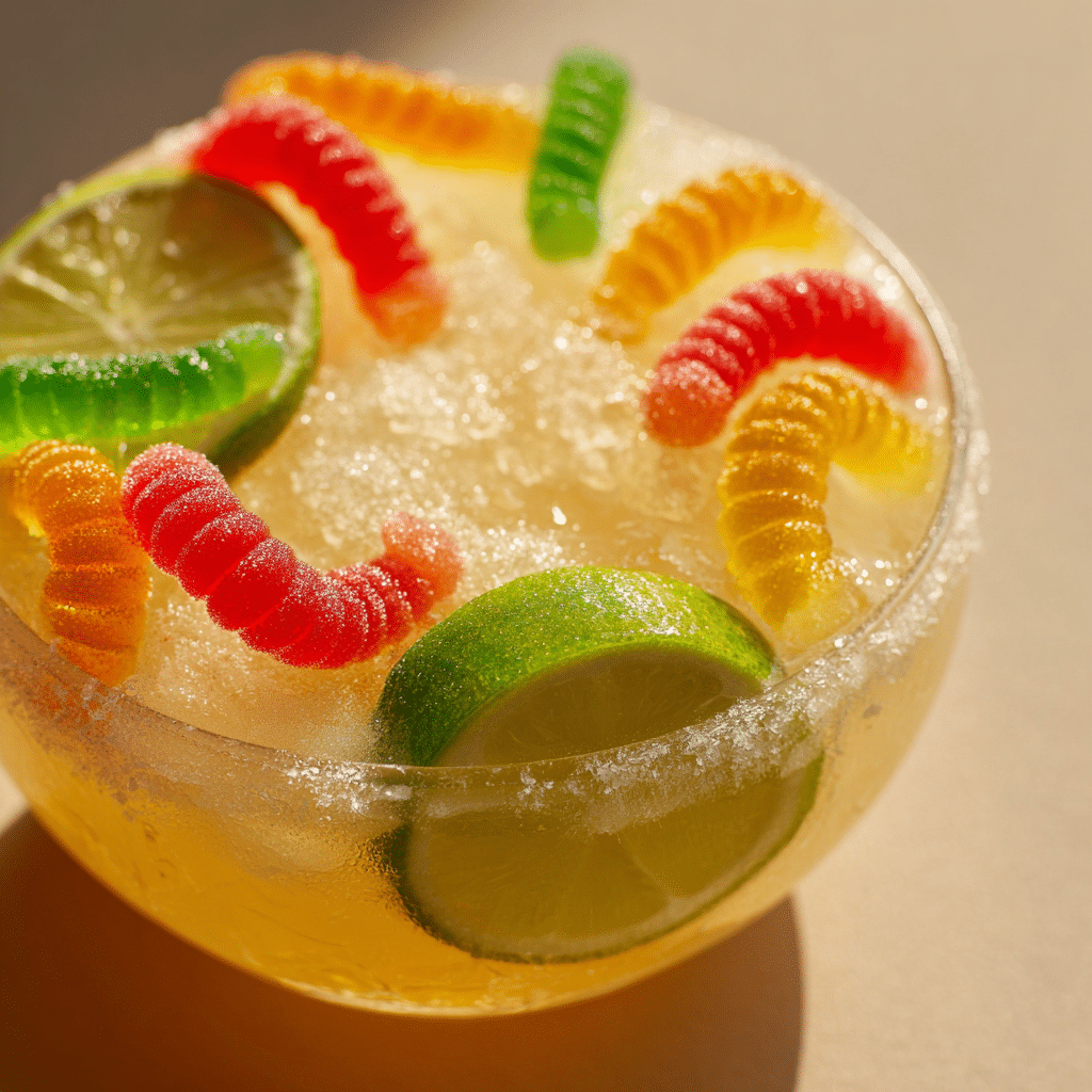 Kid-friendly Halloween punch with gummy worms