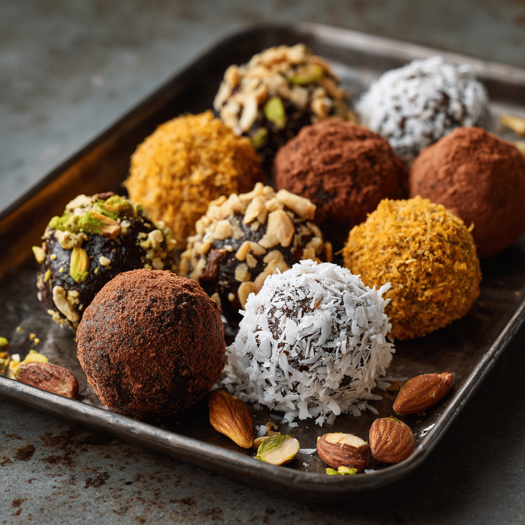 assorted no-bake vegan pumpkin truffles