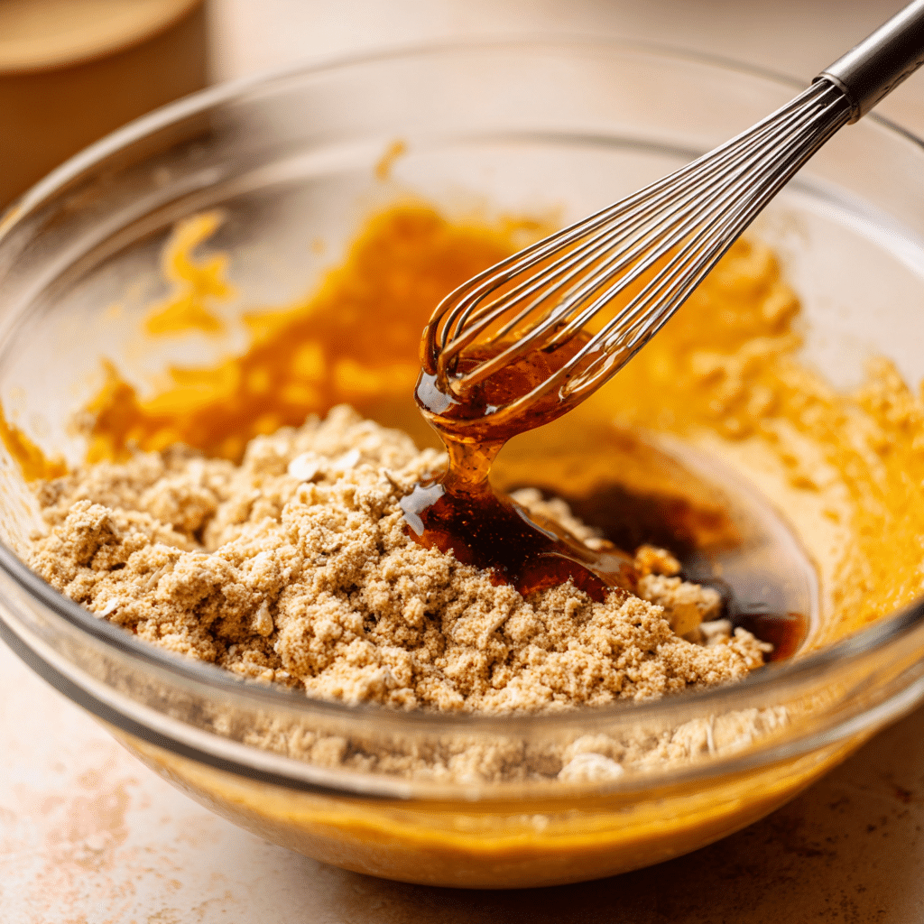 mixing pumpkin truffle dough vegan recipe