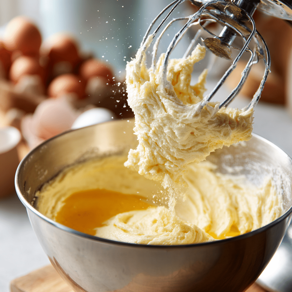 creaming butter and sugar for sour cream pound cake