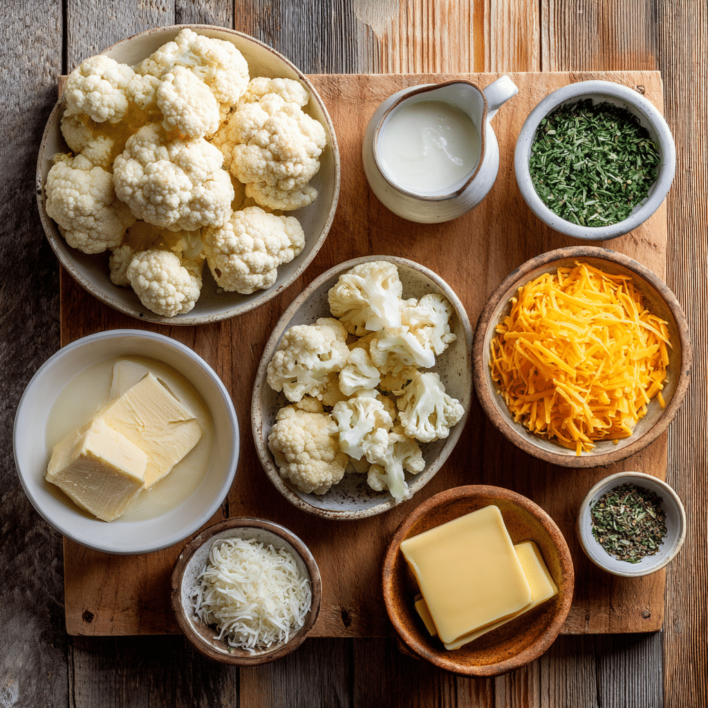Ingredients for Thanksgiving Cauliflower Casserole