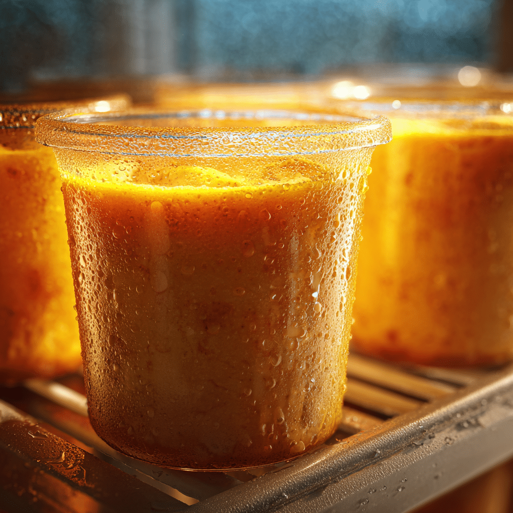 Creamy Pumpkin Mousse chilling in refrigerator