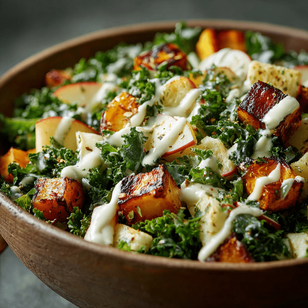 Harvest Caesar Salad with roasted squash and creamy dressing
