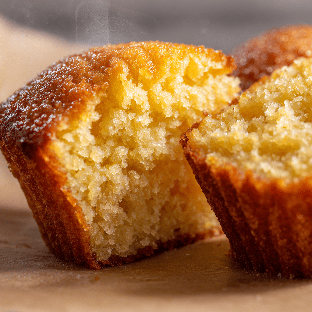 Moist inside of cornbread muffin
