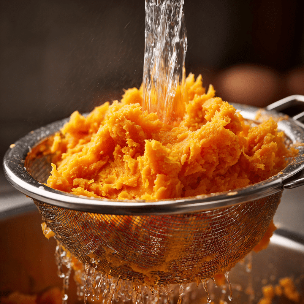 Draining sweet potatoes to prevent watery casserole