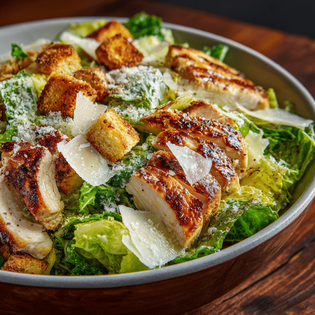 Harvest Caesar Salad with grilled chicken and Parmesan