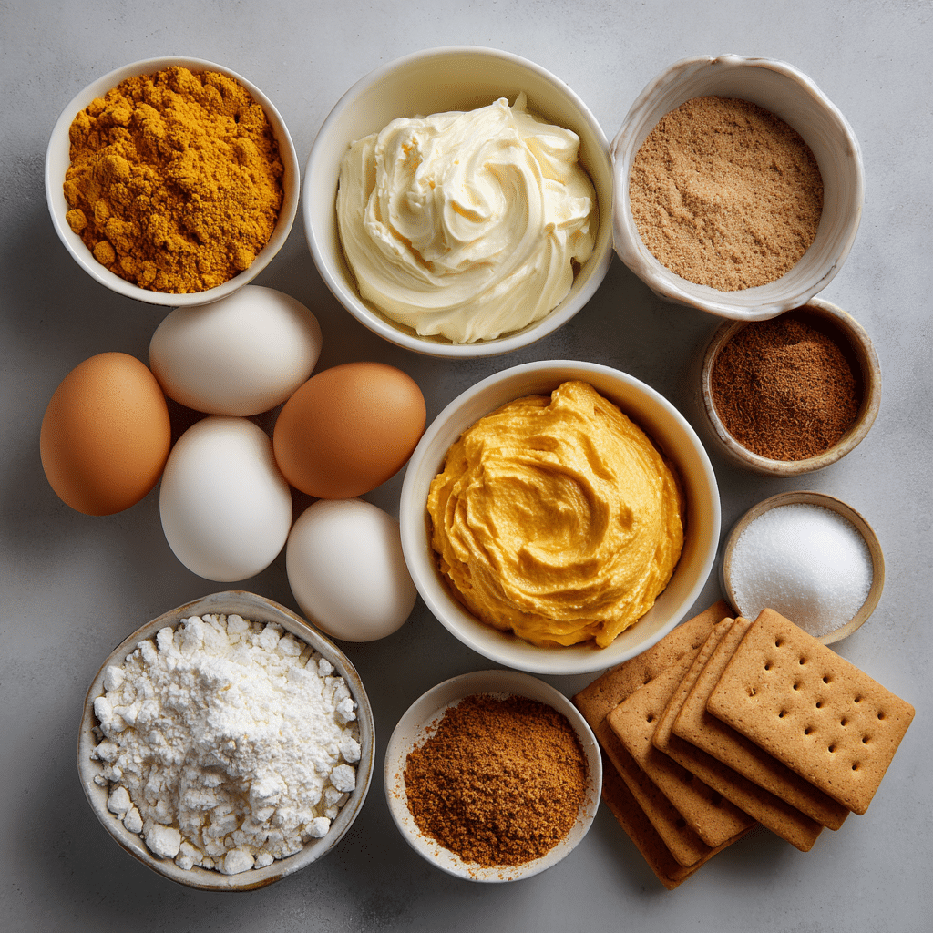 Ingredients for mini pumpkin cheesecakes