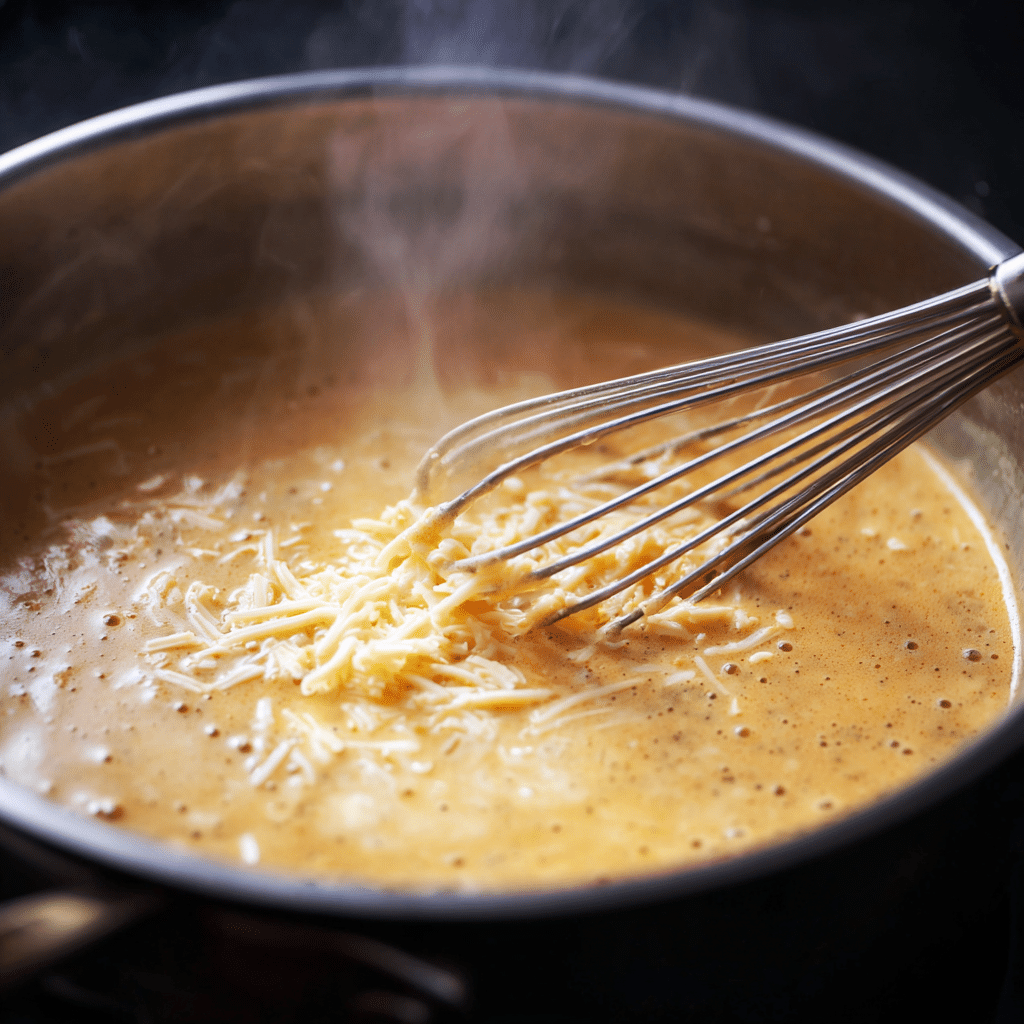 making cheese sauce for scalloped potatoes