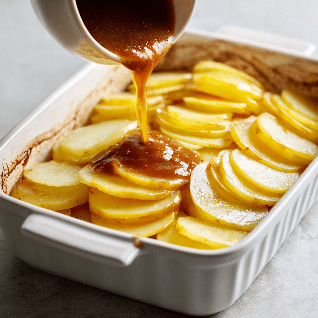 layering cheesy scalloped potatoes recipe
