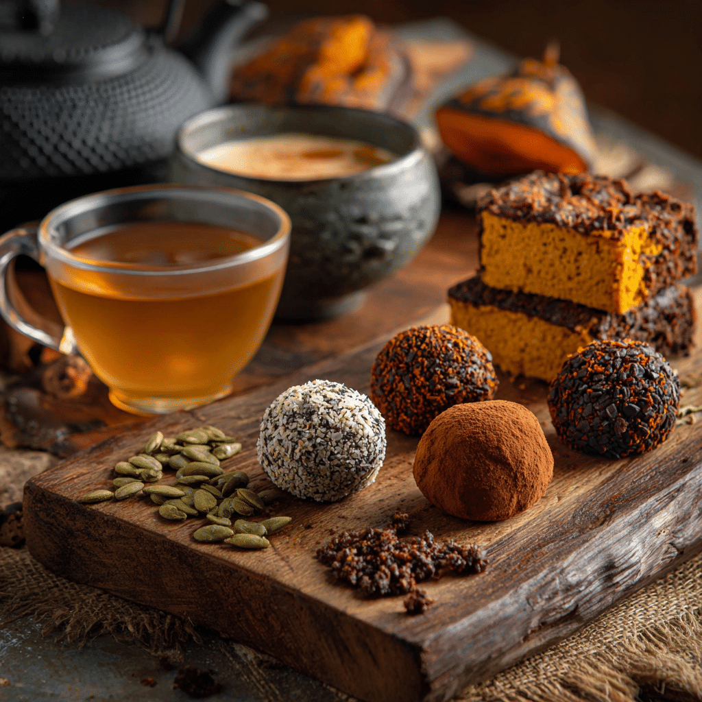 serving no-bake vegan pumpkin truffles